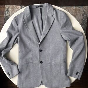 ZARA Men’s Slim Fit Unstructured Blazer Comfort Jacket Size Small Gray Stretch